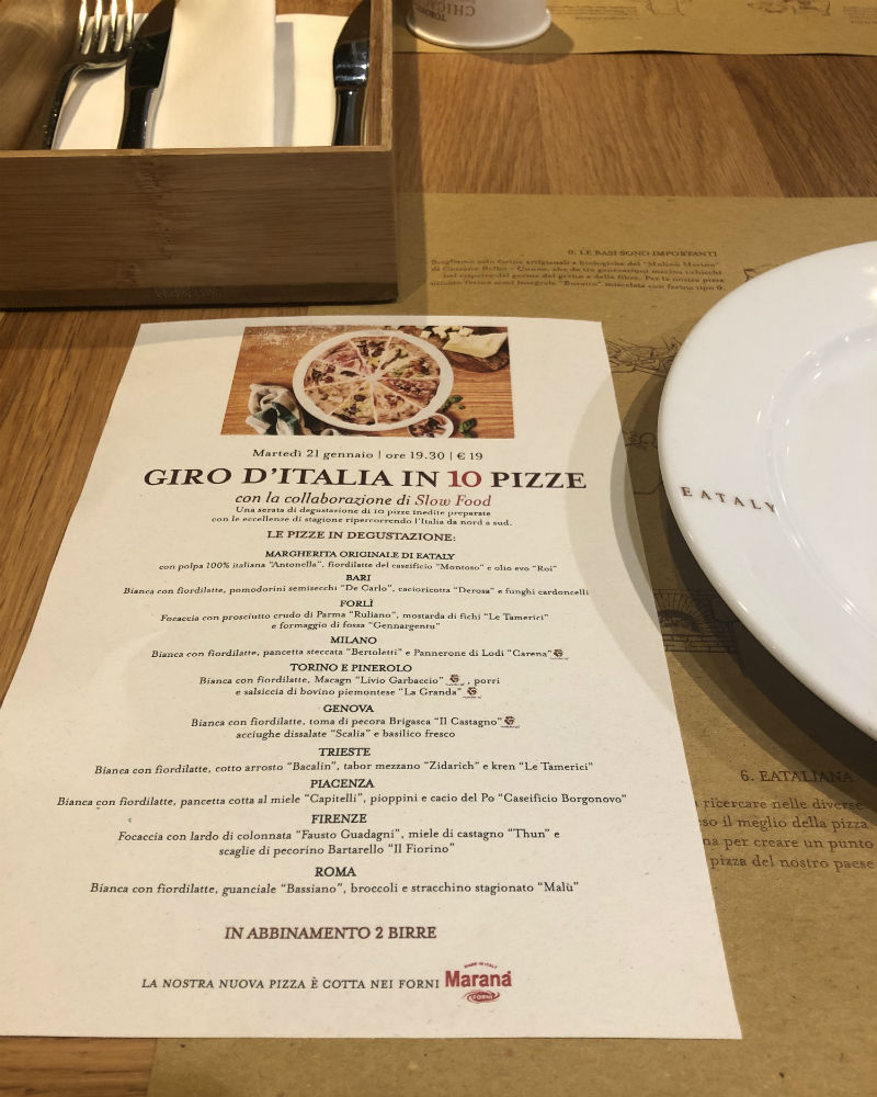 Menu Giro dItalia in 10 pizze